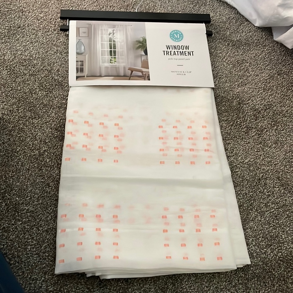 New Clip Sheer Curtain Panels montauk Martha Stewart 37” x 84” pole top pair